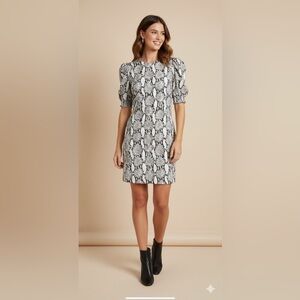 ALC A.L.C. Brinley Snake python‎ print puff sleeve sheath mini dress 6